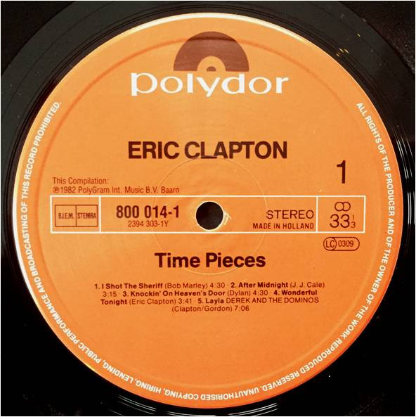 Eric Clapton Time Pieces The Best Of Eric Clapton Lp Dreams On