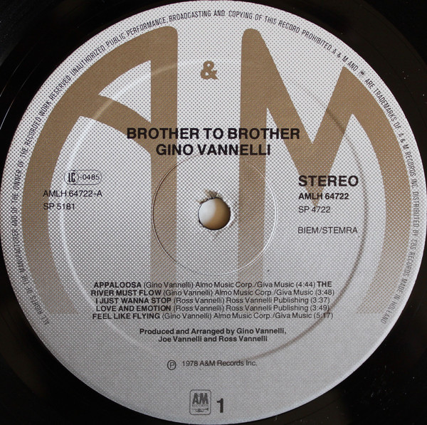 Gino Vannelli ‎- Brother To Brother LP – Dreams on Vinyl – Vinilo