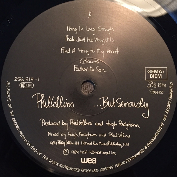 Phil Collins - But Seriously LP – Dreams on Vinyl – Vinilo de época