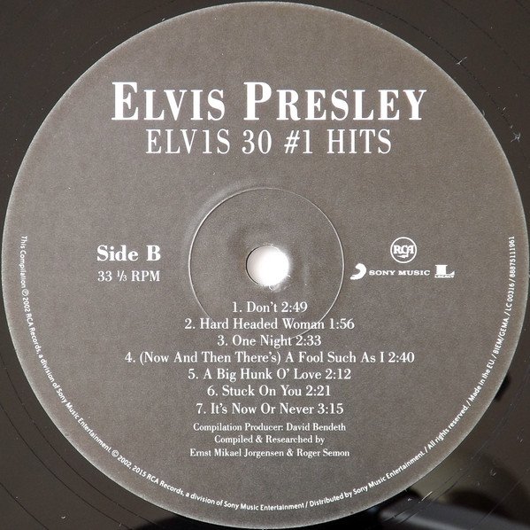 Elvis Presley – ELV1S 30 #1 Hits 2LP – Dreams on Vinyl – Vinilos Nuevos ...