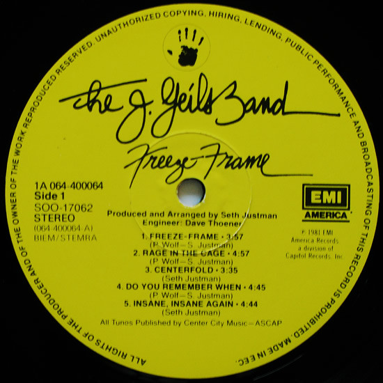 Comprar The J. Geils Band - Freeze-Frame LP – Dreams on Vinyl – Vinilo ...