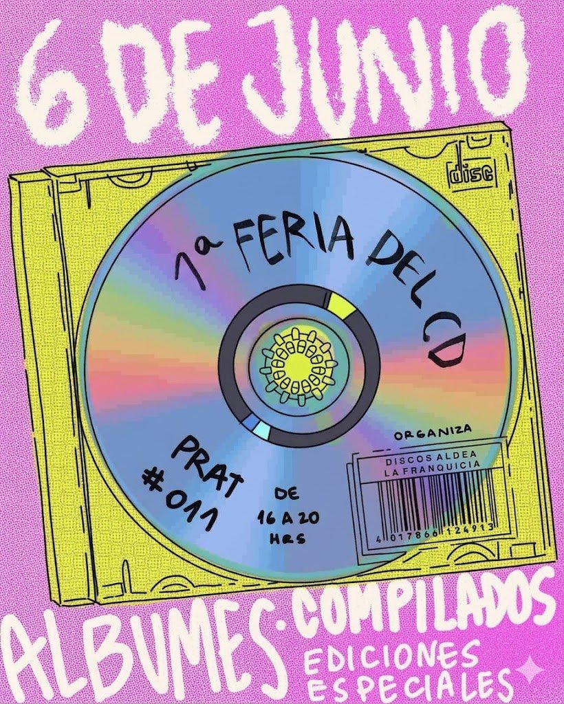 Afiche primera feria del Cd en Temuco. Cafe La Franquicia, Arturo Prat 011.